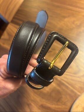 Talbots Black Leather Belt with Leather Coated Buckle - M